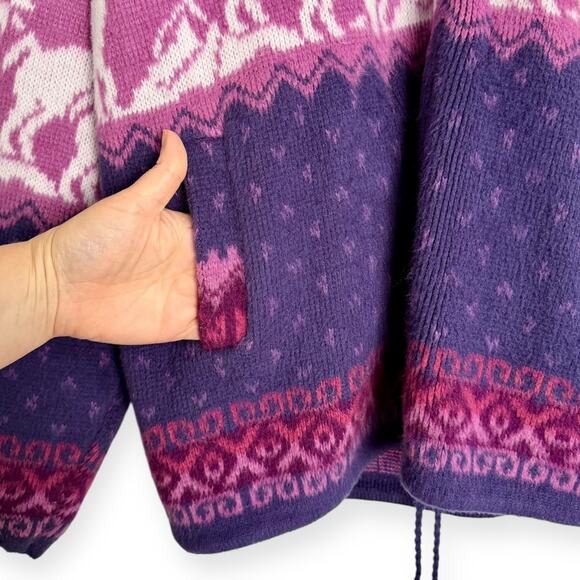 Yari Artesanias Pink and Purple Hooded Alpaca Wool Jacket Unisex Size M - Picture 6 of 9